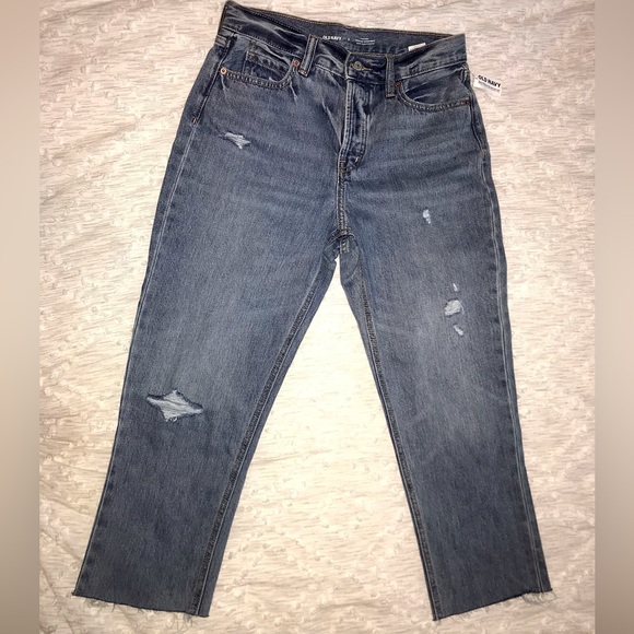 Old Navy High Wasted Slouchy Straight Jeans - Picture 2 of 6